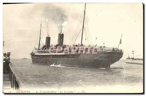 Cartes postales Bateau Paquebot Transatlantique La Lorraine Le Havre