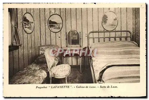 Cartes postales Bateau Paquebot Lafayette Cabine de luxe Suite de luxe