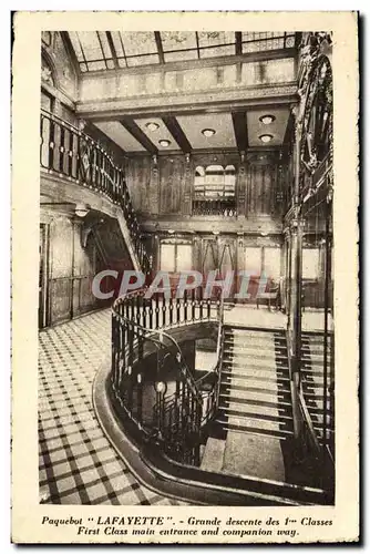 Cartes postales Bateau Paquebot Lafayette Grande descente des 1ere classes