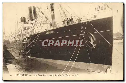 Cartes postales Bateau Paquebot Le Havre La Lorraine dans le bassin de l'Eure