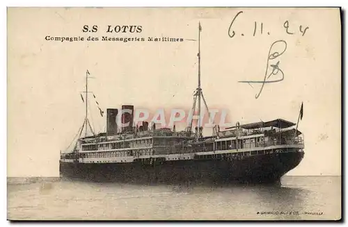 Cartes postales Bateau Paquebot SS Lotus Compagnie des Messageries Maritimes