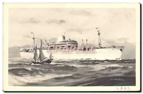 Cartes postales Bateau Paquebot Compagnie des Messageries Maritimes Laos