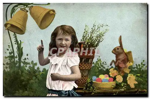 Cartes postales Cloches Enfant Lapin