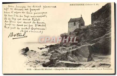 Cartes postales Les chansons de Botrel Mont Saint Michel Chapelle St Aubert Ilot de Tombelaine