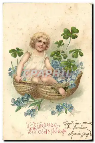 Cartes postales Fantaisie Fleurs Enfant Trefles