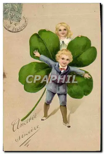 Cartes postales Fantaisie Fleurs Enfants Trefle