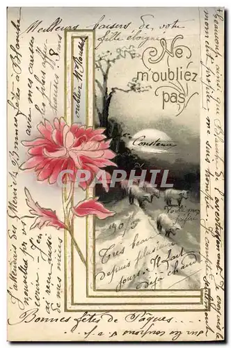 Cartes postales Fantaisie Fleurs Moutons