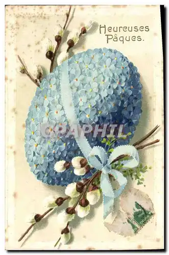 Cartes postales Fantaisie Fleurs Oeuf Paques