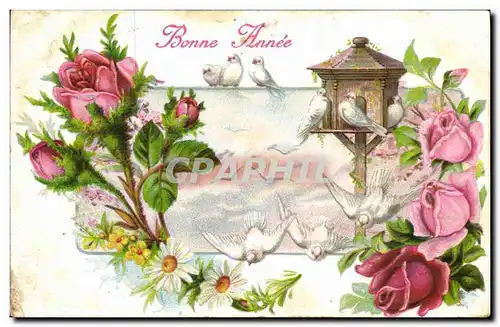 Cartes postales Fantaisie Fleurs Colombes