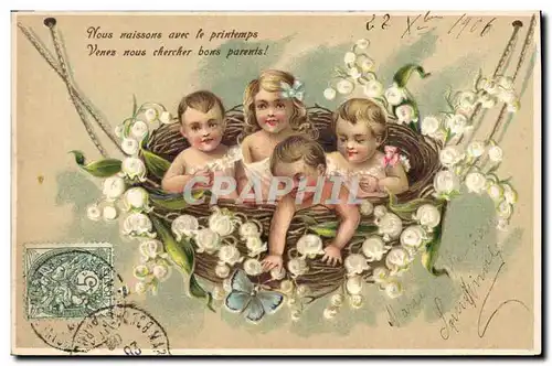 Cartes postales Fantaisie Fleurs Enfants Muguet