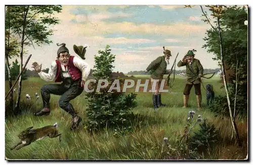 Cartes postales Chasse Chasseur Chasseurs Lapin Chien