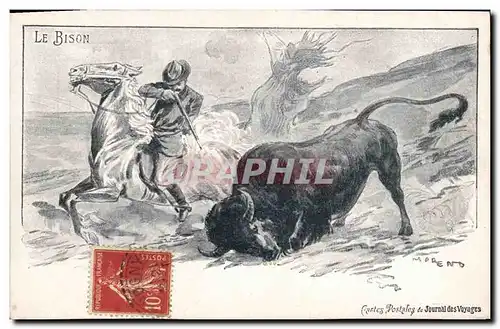 Cartes postales Chasse Chasseur Le bison