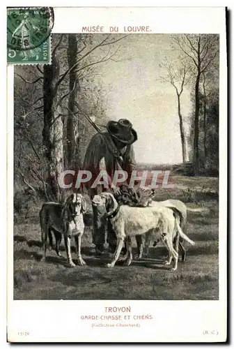Cartes postales Chasse Chasseur Musee du Louvre Paris Troyon Garde chasse et chiens Chauchard