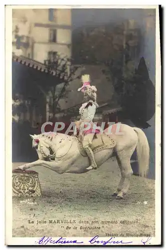 Cartes postales La jolie Marville dans son numero equestre De la Gueriniere Cheval Theatre du Moulin Rouge