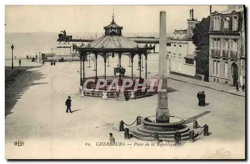 Cartes postales Kiosque Cherbourg Place de la Republique Napoleon 1er