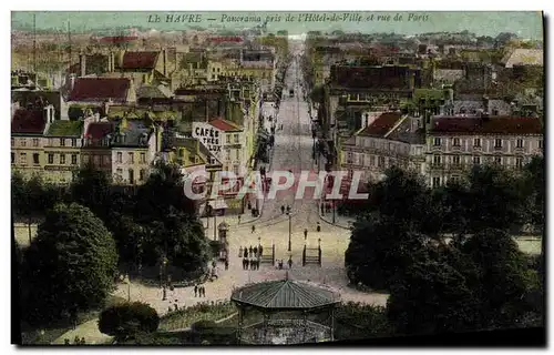 Cartes postales Kiosque Le Havre Panorama pris de l&#39Hotel de ville et rue de Paris