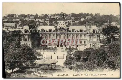 Cartes postales Kiosque Le Havre L&#39Hotel de ville et le jardin public