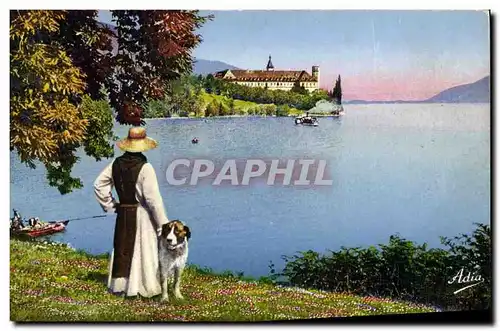 Ansichtskarte AK Chiens Chien Savoie L&#39abbaye d&#39Hautecombe et le lac du Bourget