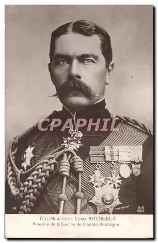 Cartes postales Militaria Fed Marechal Lord Kitchener Ministre de la Guerre de Grande Bretagne