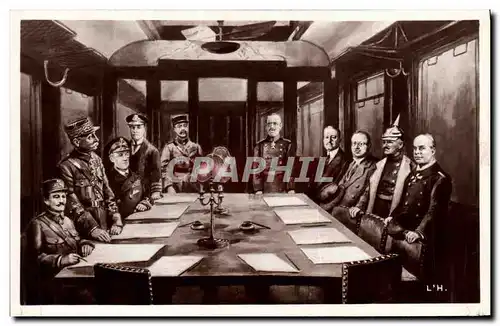 Cartes postales Militaria Signature de l&#39armistice Weygand Foch