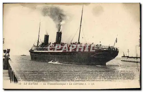 Cartes postales Bateau Le Transatlantique La Lorraine
