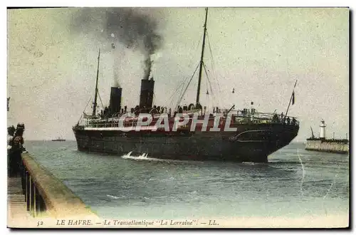 Cartes postales Bateau Le Havre Le Transatlantique La Lorraine