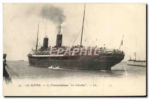Cartes postales Bateau Le Havre Le Transatlantique La Lorraine