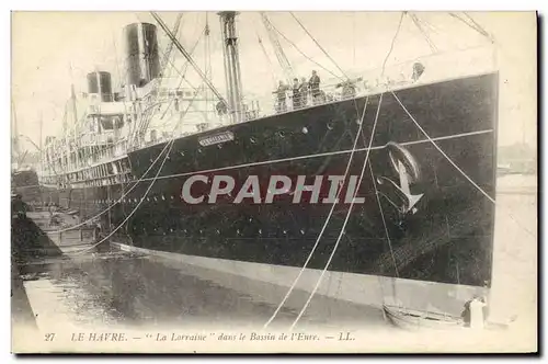 Cartes postales Bateau Le Havre La Lorraine dans le bassin de l'Eure