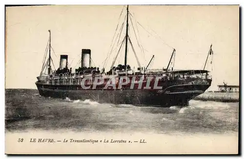 Cartes postales Bateau Le Havre Le Transatlantique La Lorraine