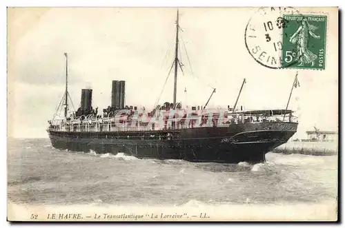 Ansichtskarte AK Bateau Le Havre Le Transatlantique La Lorraine