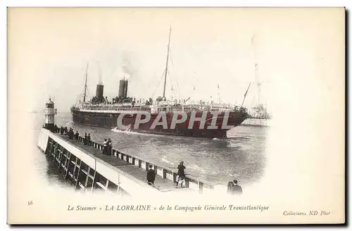 Cartes postales Bateau Le steamer La Lorraine de la Compagnie Generale Transatlantique