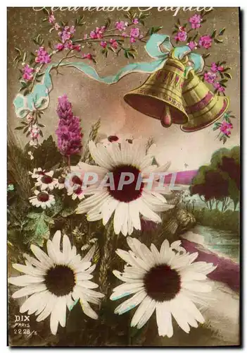 Cartes postales Cloche Paques Fleurs