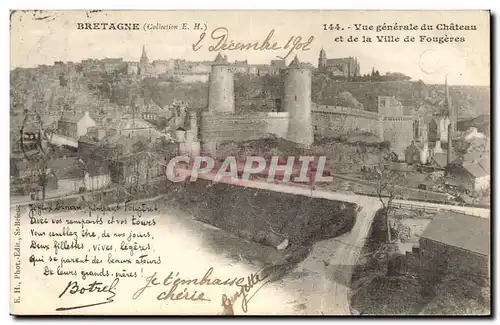 Cartes postales Folklore Botrel Vue generale du chateau et de la ville de Fougeres