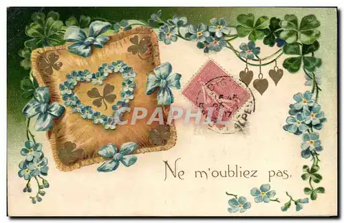 Cartes postales Fantaisie Fleurs Coeur Trefles