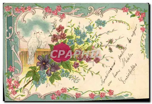 Cartes postales Fantaisie Fleurs Colombes