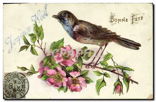 Cartes postales Fantaisie Fleurs Oiseau