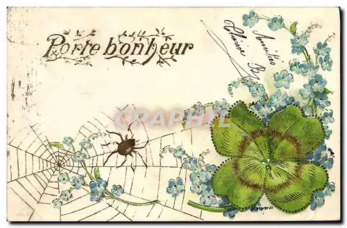 Cartes postales Fantaisie Fleurs Trefle Araignee
