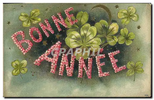 Cartes postales Fantaisie Fleurs Trefles Bonne annee
