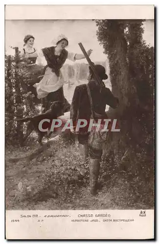 Ansichtskarte AK Chasse Salon 1912 Gaudefroy Chasse gardee Chien Femmes