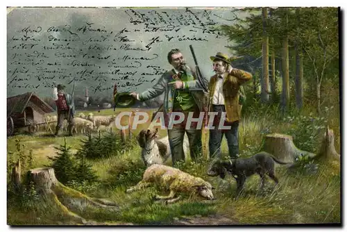 Cartes postales Chasse Chasseurs Chien Mouton
