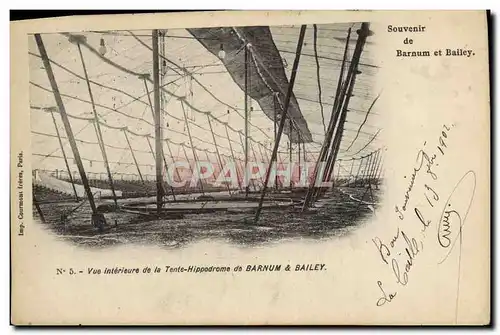 Cartes postales Cirque Barnum & Bailey Vue interieure de la tente hippodrome