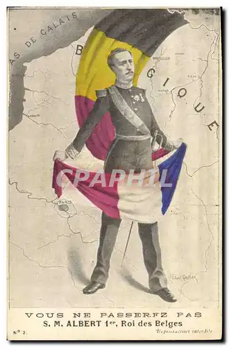 Cartes postales Militaria SM Albert 1er Roi des Belges