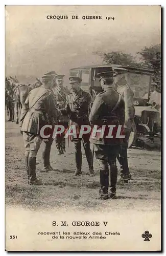 Cartes postales Militaria SM Georges V recevant les adieux des chefs de la Nouvelle armee