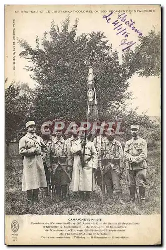 Cartes postales Militaria Le drapeau et le lieutenant colonel du 350eme regiment d&#39infanterie