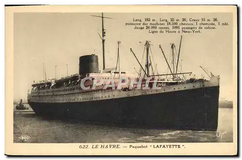 Cartes postales Bateau Le Havre Paquebot Lafayette
