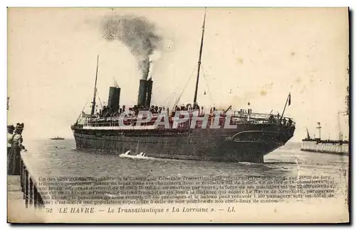 Cartes postales Bateau Le Havre Le Transatlantique La Lorraine