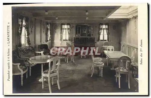 Cartes postales Bateau Paquebot a 4 helices Lafayette Salon ds 2eme classes