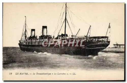 Cartes postales Bateau Le Havre Le Transatlantique La Lorraine