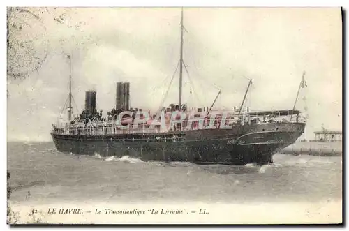 Cartes postales Bateau Le Havre Le Transatlantique La Lorraine