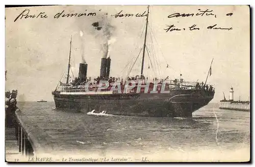 Cartes postales Bateau Le Havre Le Transatlantique La Lorraine